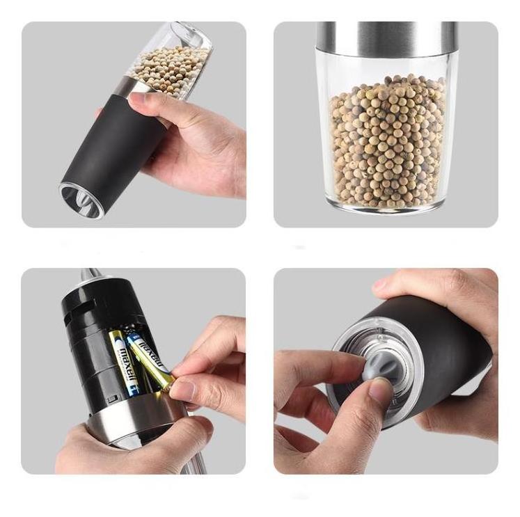 Kitchen Tools Plastic Pepper Grinders 7.9 Inch Salt And Pepper Grinder Mill Gravity Electric Salt And Pepper Grinder Gadgets