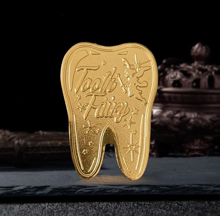 Hot Selling Tooth Fairy Coin Children's Teeth Exchange Gift Souvenir  Metal Commemorative Gold Coins Kids Teeth Change Gifts