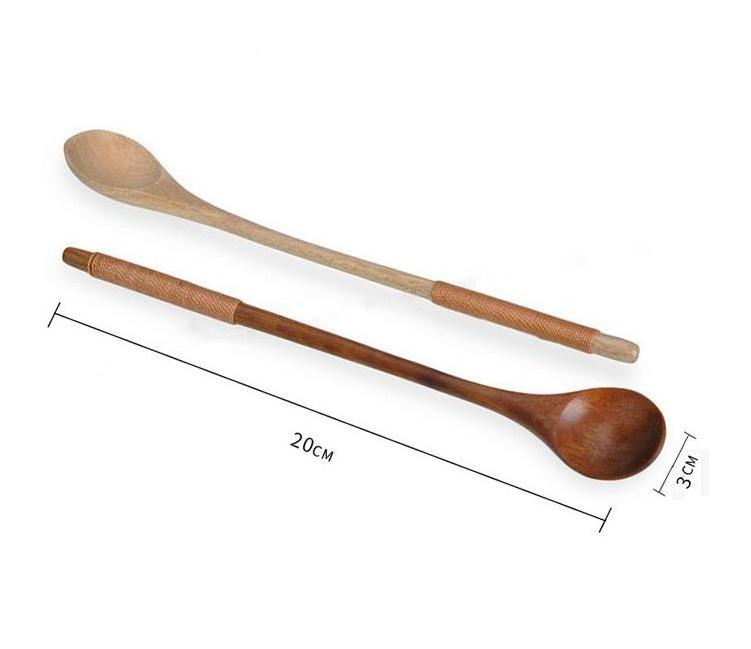 Naturally Japanese Long Handle Binding Wire Beech Wood Honey Coffee Tea Spoon Wooden Stirring Spoons