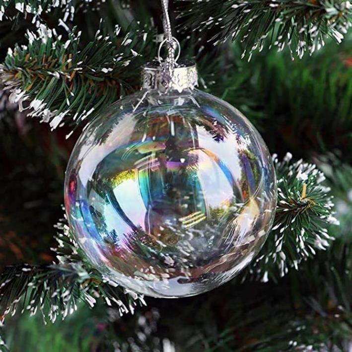 6/8cm Glass Hanging Ball Christmas Decorations Tree Drop Ornaments Iridescent Ball Baubles Sphere Home Mall Pendant Decoration