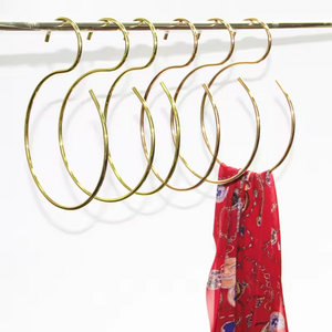 Nordic Style Multifunction Round Golden Metal Wire Hanger Belt Ties Silk Scarf Hanger Organizer for Hijab Closet Clothes