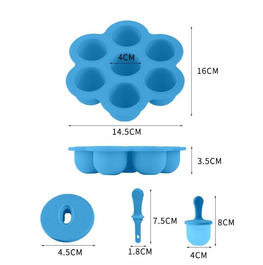 Wholesale Baby Food Storage Container Ice Cream Ball Maker With Lid Tools Silicone Popsicle Mold 7 Cavity DIY Ice Pop Molds