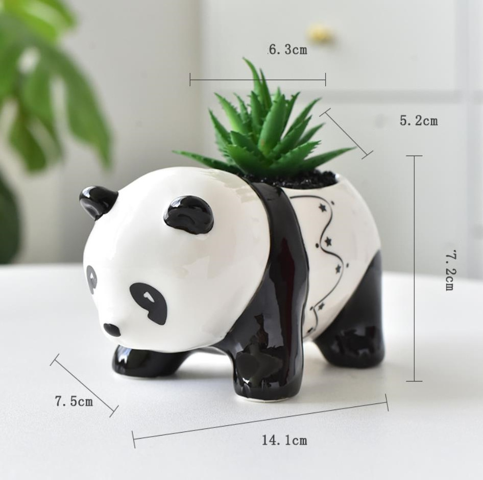 Wholesale Cartoon Panda Group Fleshiness Planter Small Cute Animal Cactus Succulent Plant Pots Mini Ceramic Flower Pot