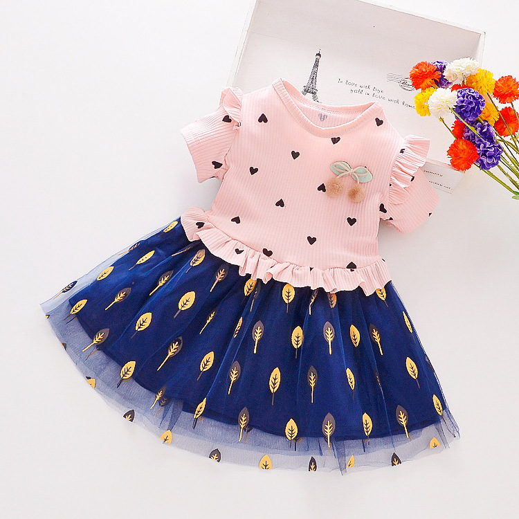 Baby Skirt Girls Dress Summer New Floral Children's Skirt Short-sleeved Baby Party Dress Wholesale