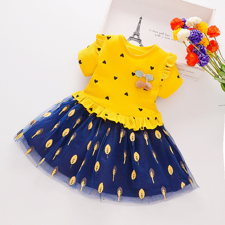 Baby Skirt Girls Dress Summer New Floral Children's Skirt Short-sleeved Baby Party Dress Wholesale