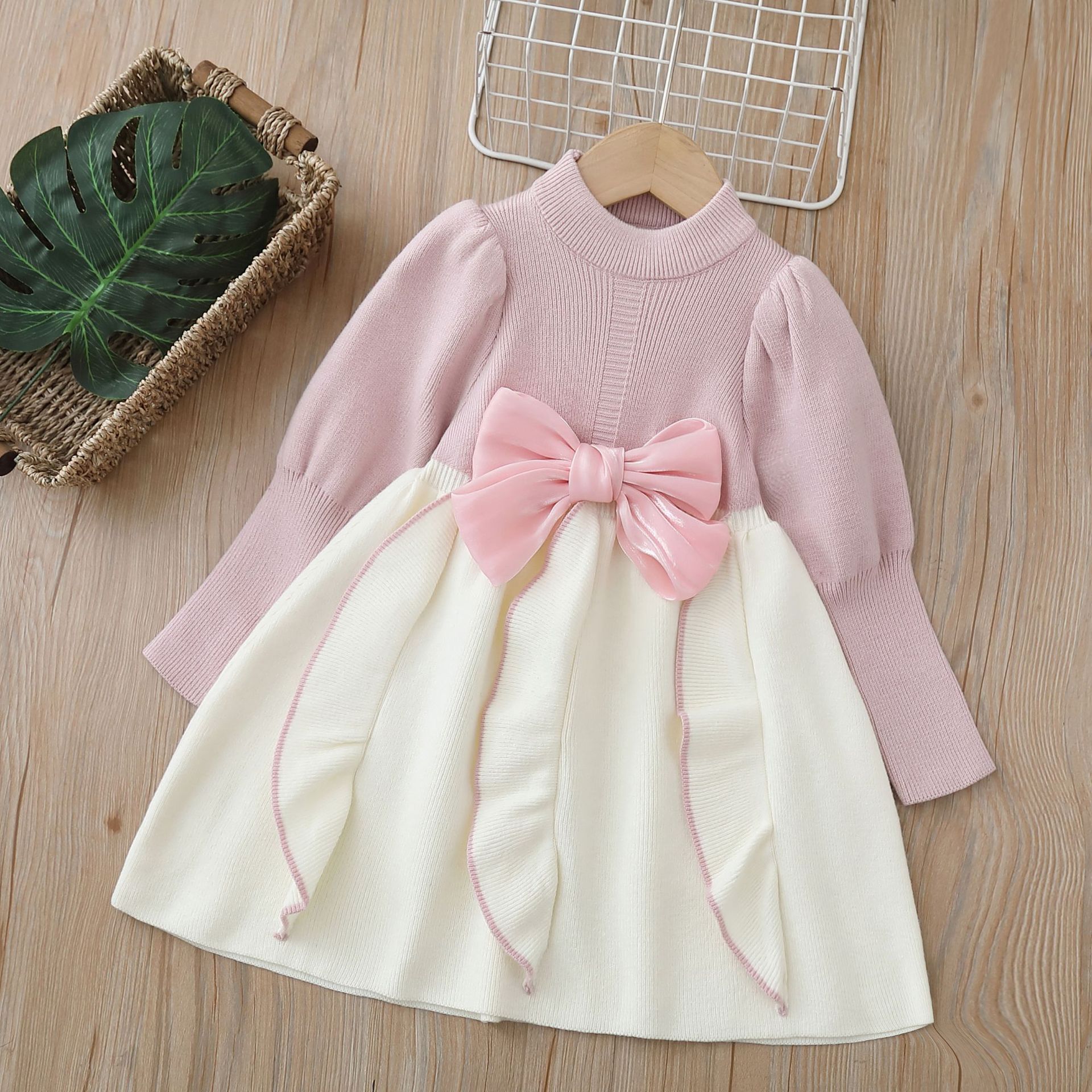 2023 winter knit 3-8 Y baby clothes sweet new year girls princess dress best selling girls woolen dress for Christmas