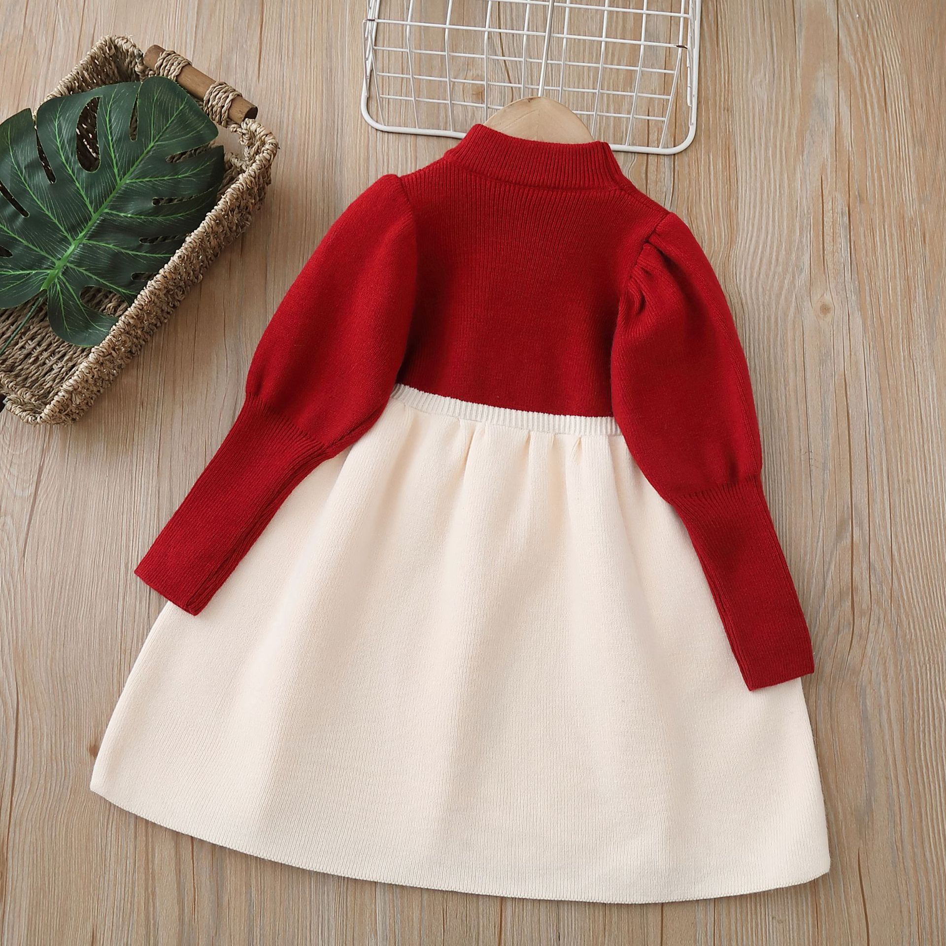 2023 winter knit 3-8 Y baby clothes sweet new year girls princess dress best selling girls woolen dress for Christmas