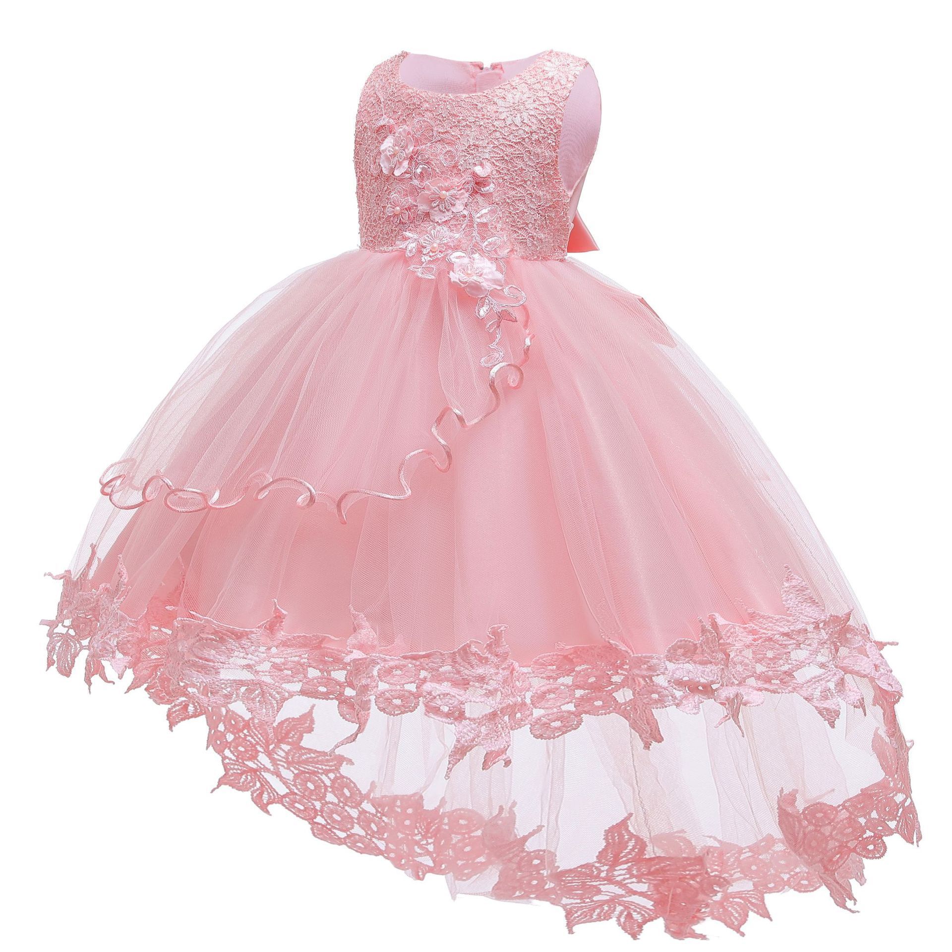 LZH Christmas Baby Girl Princess Dresses Newborn Infant Birthday Party Dress Lace Trailing Baby Dress