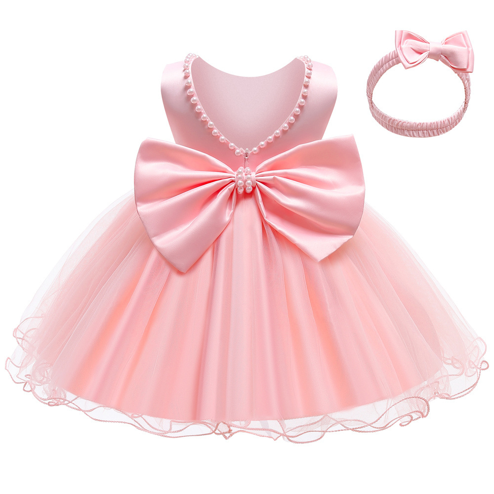 LZH Infant Baptism Dress Baby 2 1st Year Birthday Party Dresses Toddler Baby Girls Bow Princess Dress