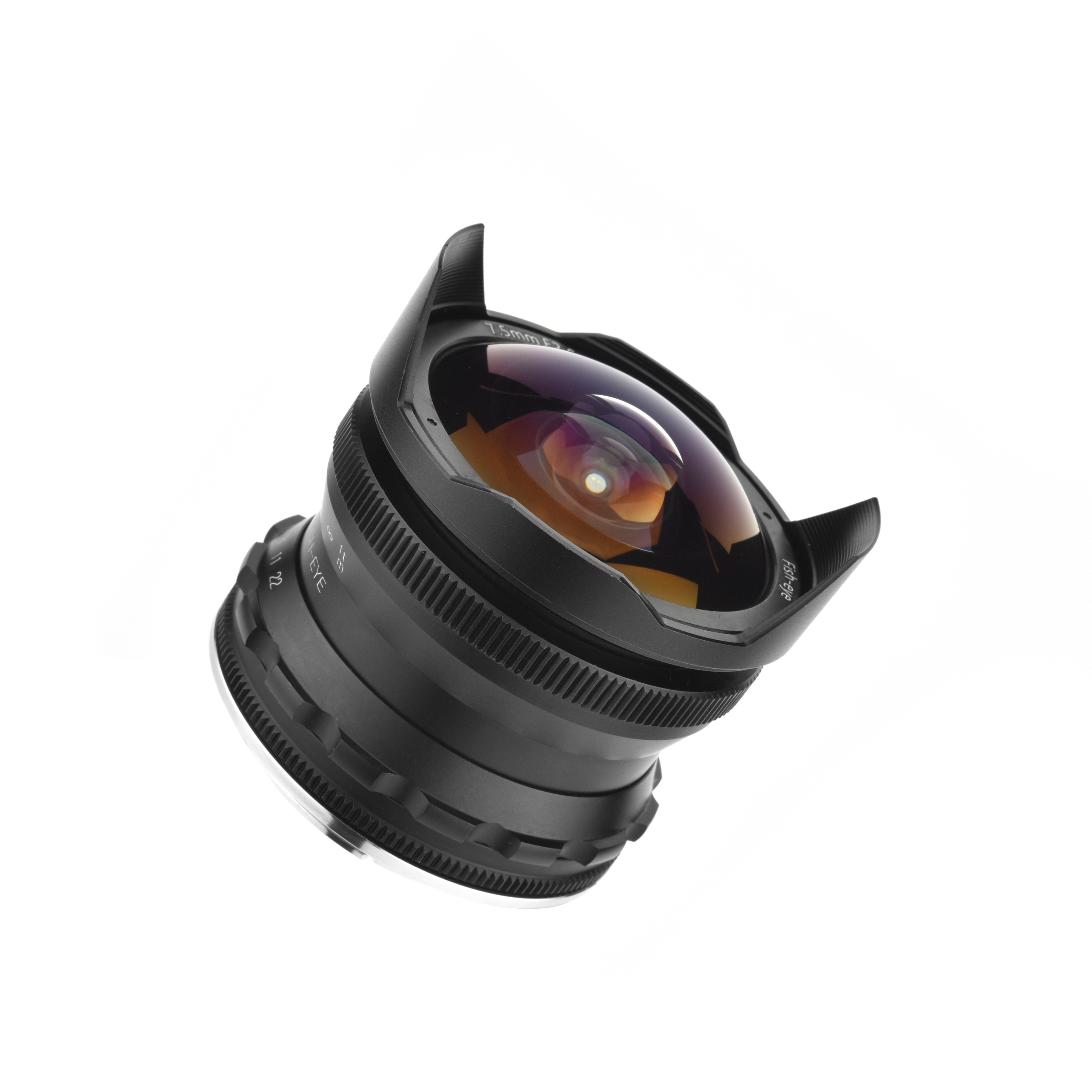 Durable Economic 7.5mm F2.8 Fisheye Macro Lens Half Frame For Mirror Less Cameras