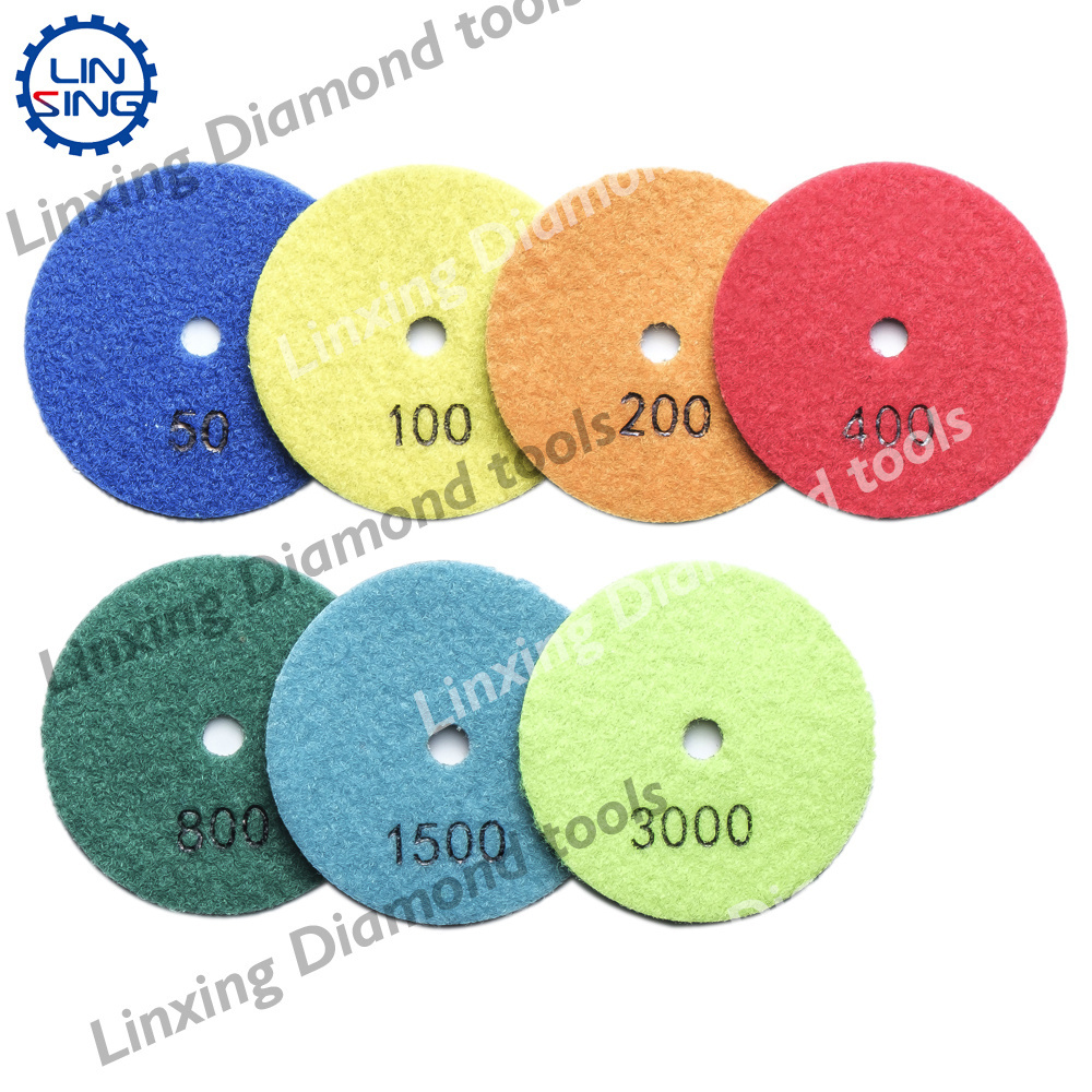 LINSING Wet polishing pads Flexible Diamond Polishing Pads Sanding Disc Three-Step for Marble