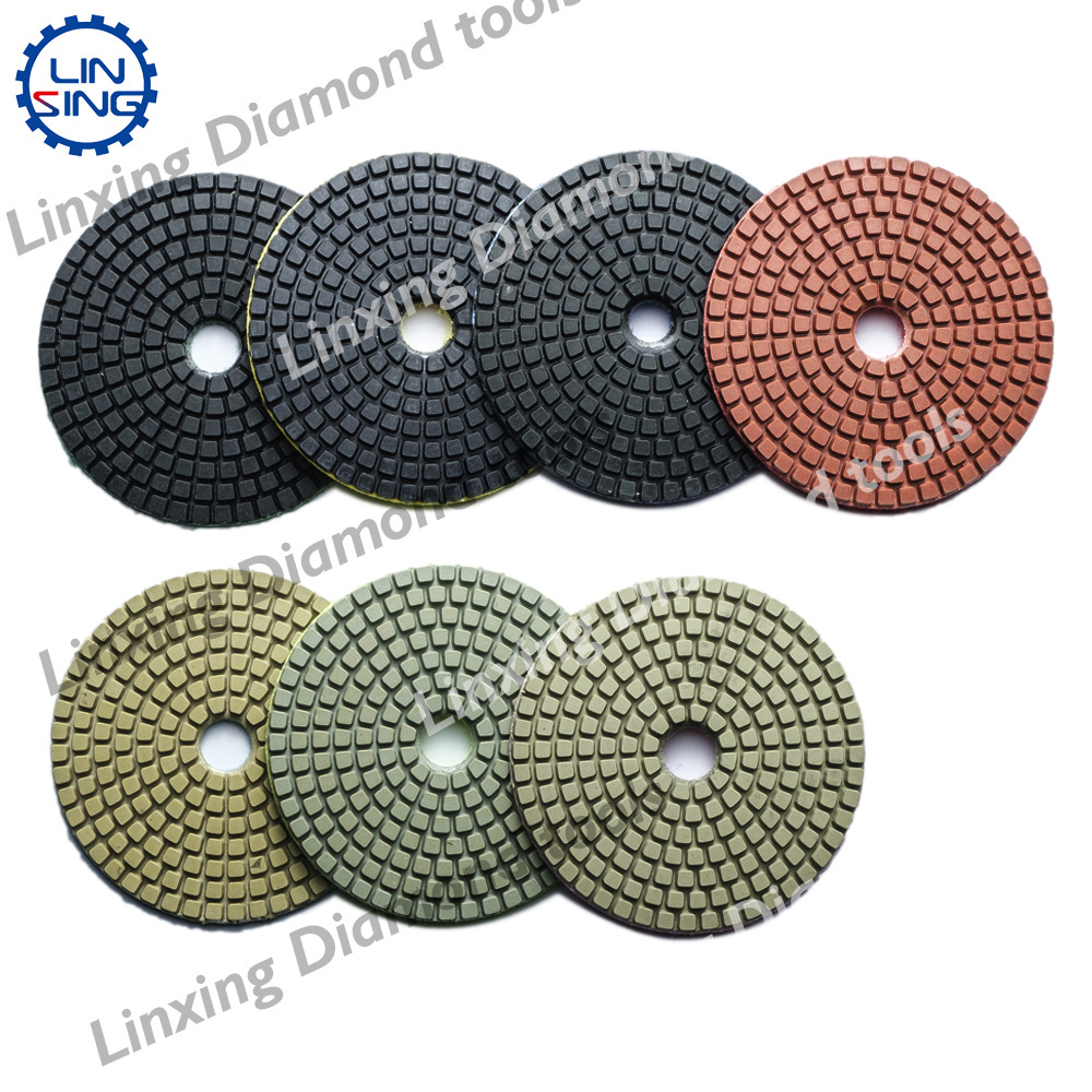 LINSING Wet polishing pads Flexible Diamond Polishing Pads Sanding Disc Three-Step for Marble