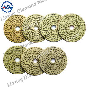 LINSING Wet polishing pads Flexible Diamond Polishing Pads Sanding Disc Three-Step for Marble