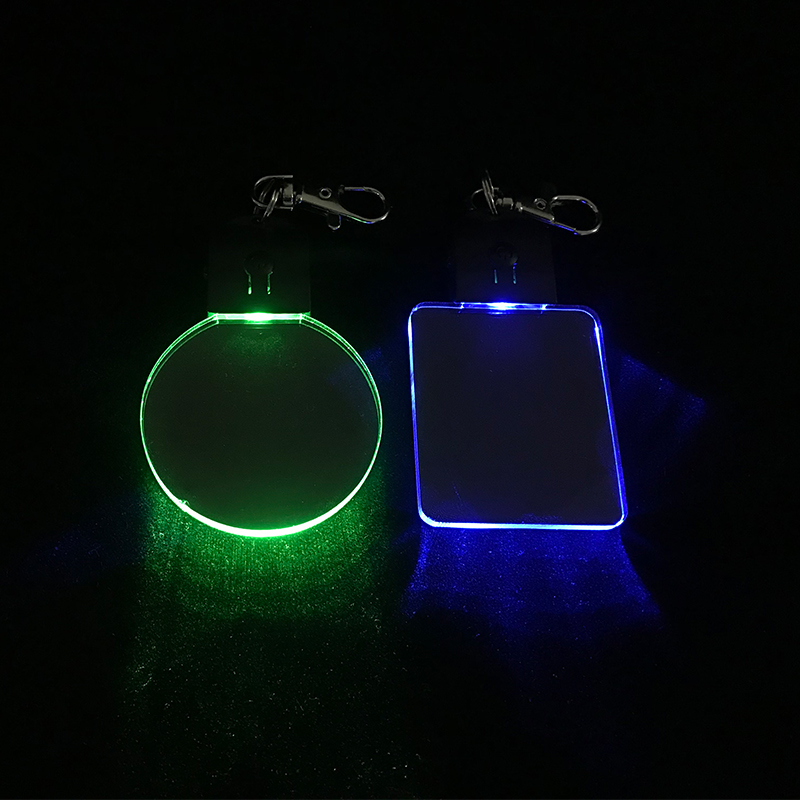 Blank USB Crystal Square Round light keyring Laser Engraving acrylic rechargeable 3D LED Keychain