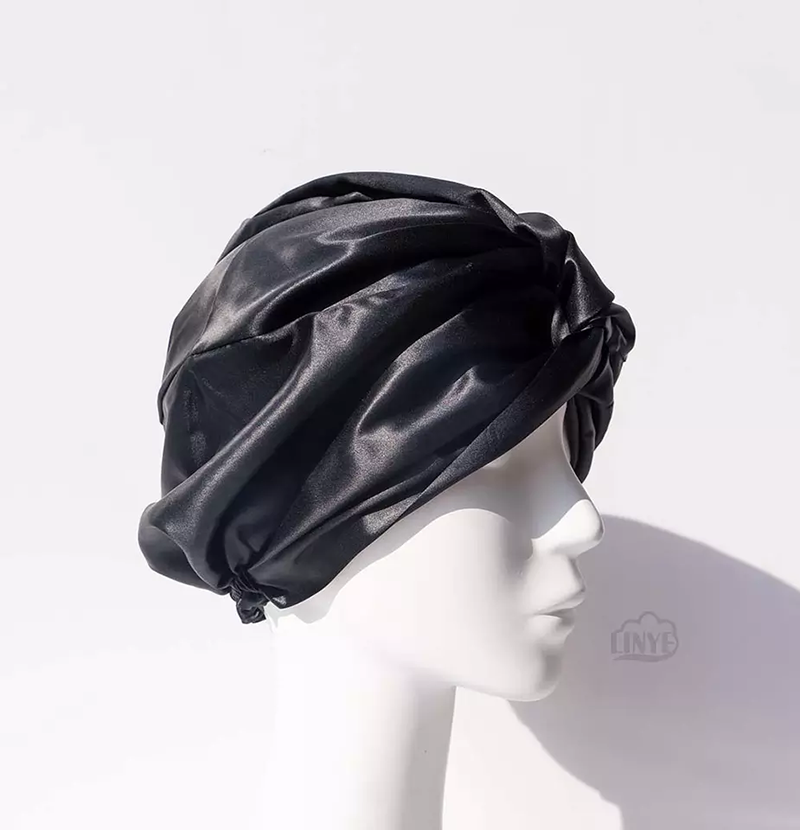 Luxury Custom Reversable Double Layer Drawstring African Women Hair Wraps Satin Silk Designer Bonnets with Logo