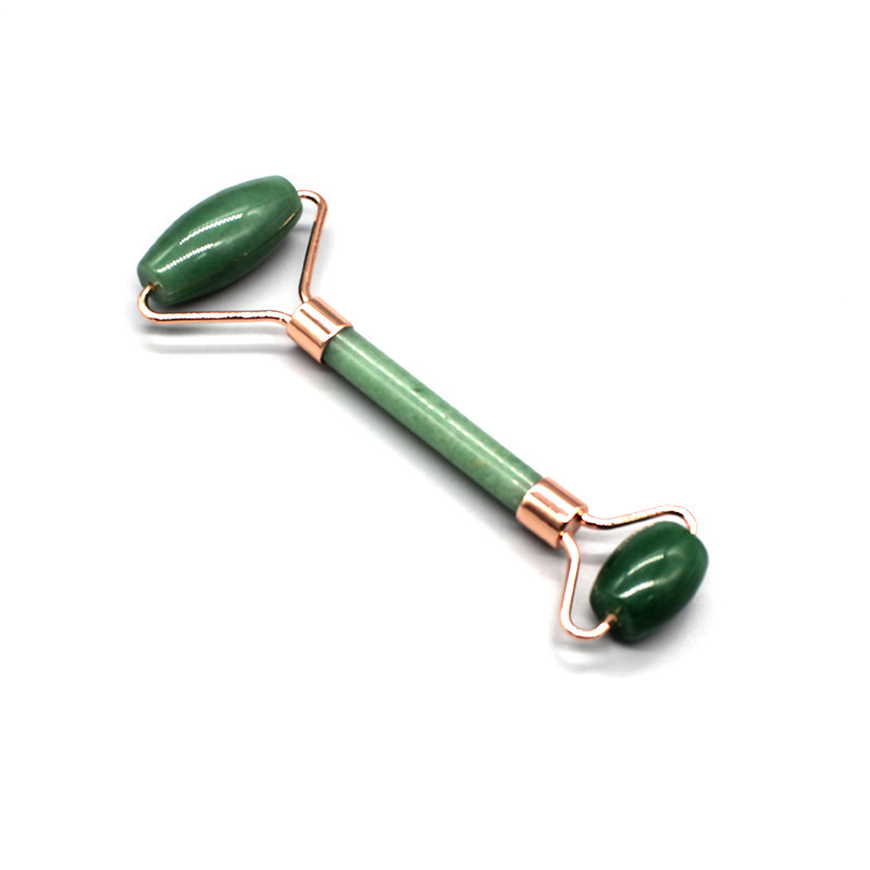 jade roller massager Heart-shaped gua Sha set jade beautiful container double head roller dark green roller