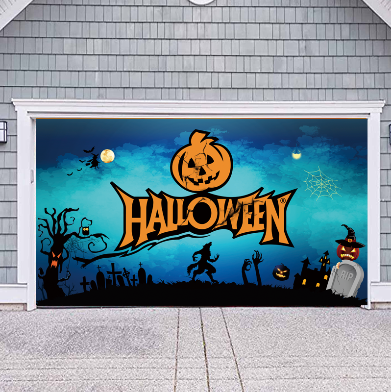 AOZHAN Wholesale Merry Christmas Decoration Garage Door Decor Mural for Double Car Garage Banner Accept customized