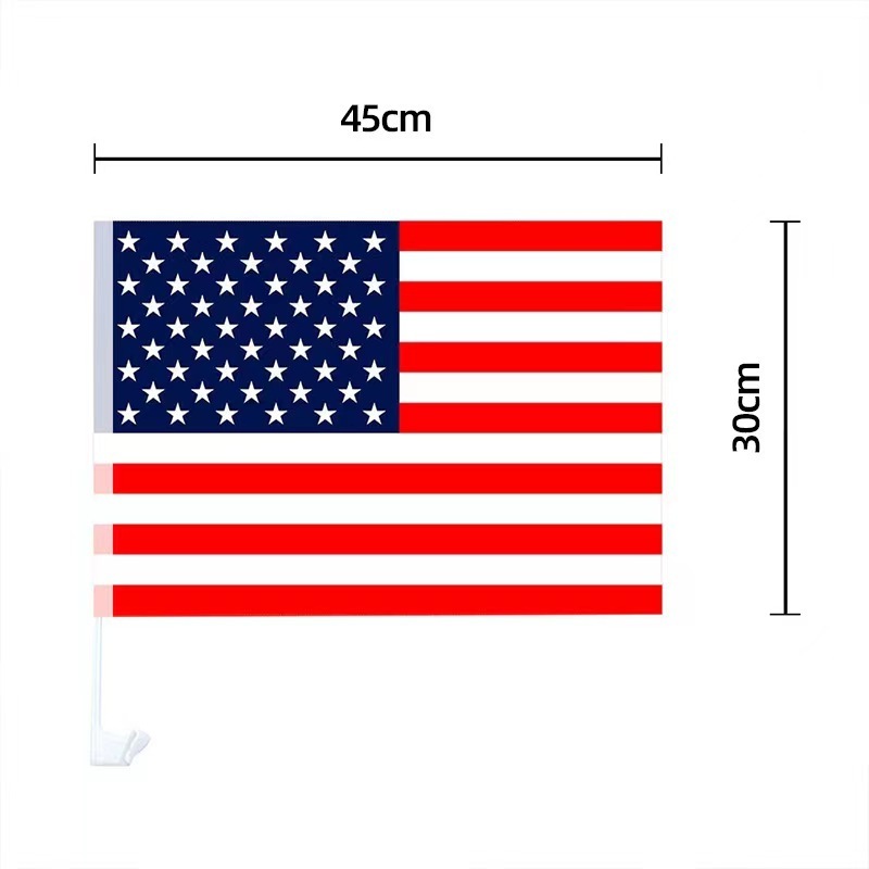 Popular USA American   12x18 inches car window flag sticks 30x45 cm blank sublimation double sided custom car flags