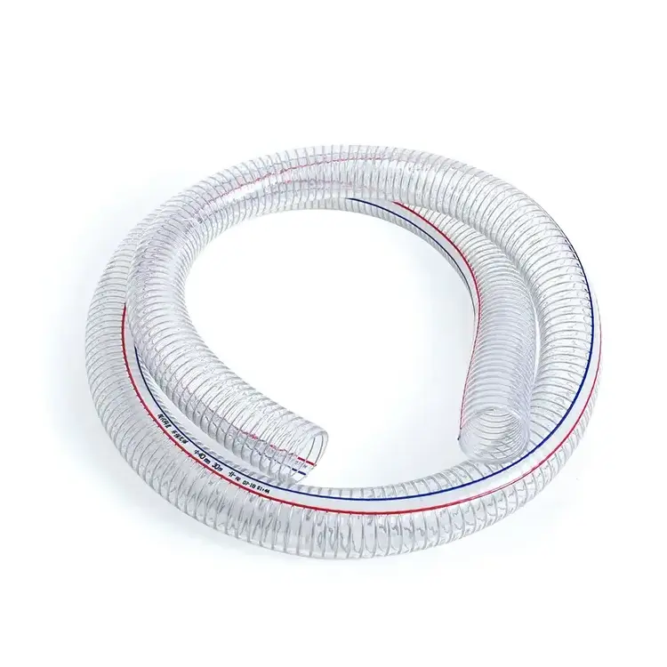 DH PVC Clear Spiral Steel Wire Reinforced Hose Food Grade Transparent Water Tube Pump Duty Water Discharge Pipe