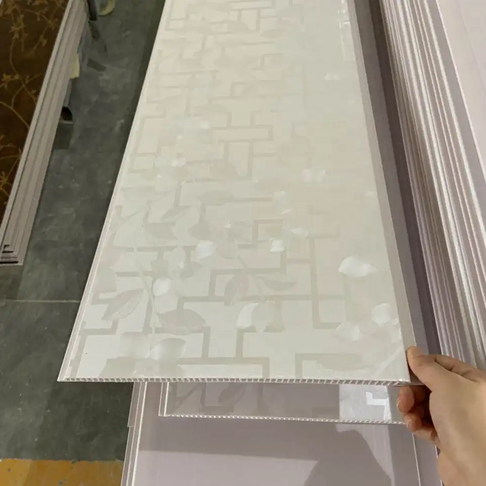 Cheap PVC Roof Sheet Hot Stamping design false Ceiling Tile Price