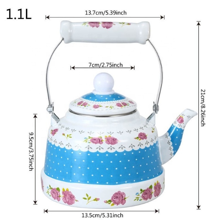 1.5L Turkish Enamel Teapot Kettle With Handle