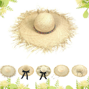 New Promotion Wide Brim Handmade Hats Women Summer Raffia Beach Travel Straw Hats