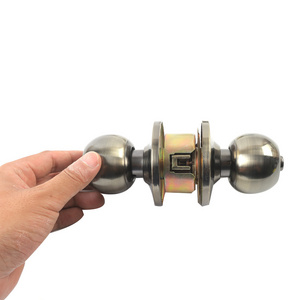 manual double polished stainless steel ball security cylindrical door knob lock tubular three pole ball lock with latch