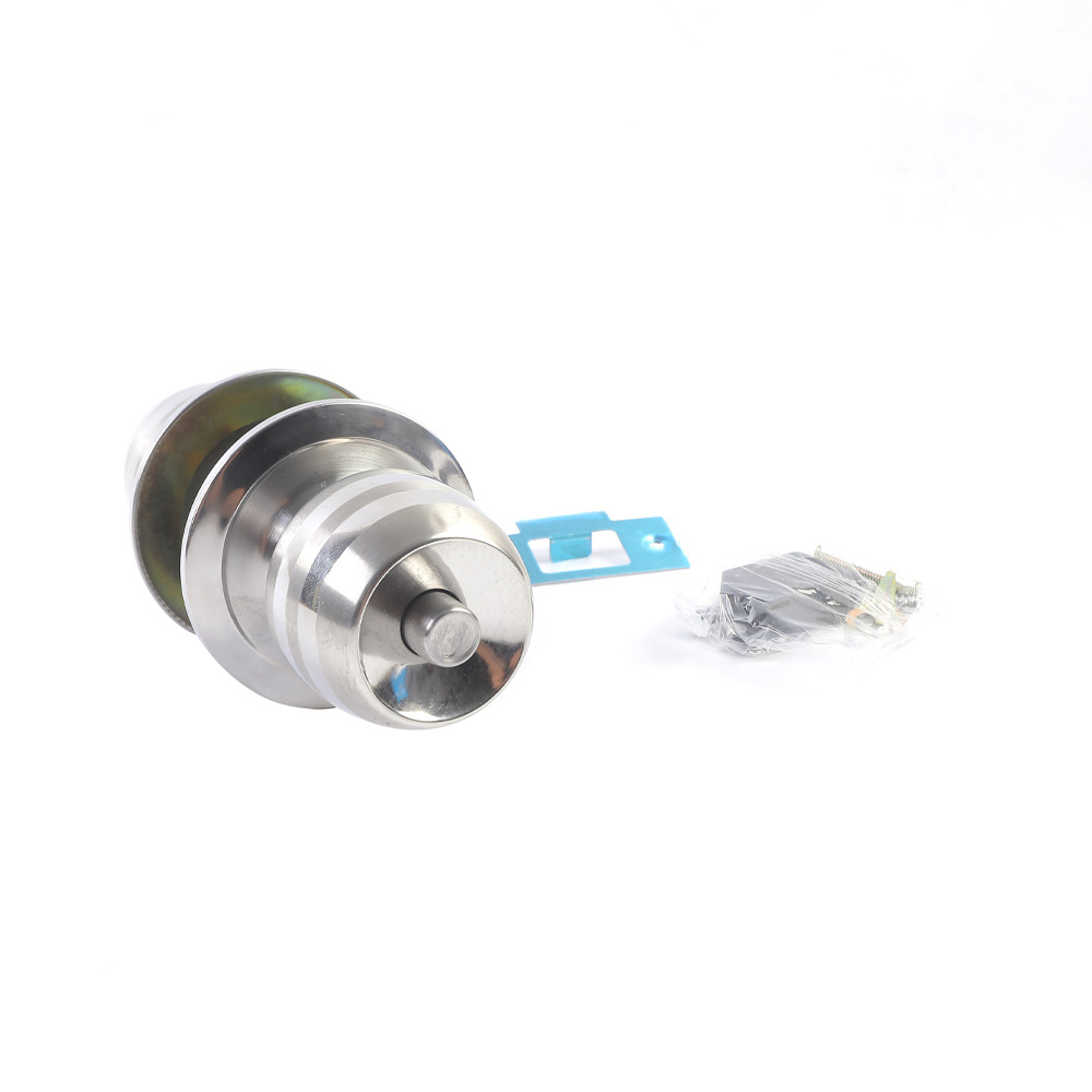 stainless steel cylindrical entry knob door lock ball head self-locking push button switch