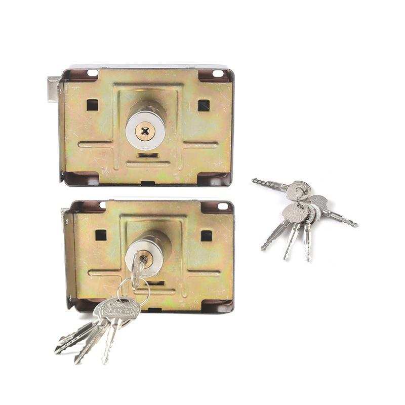 household night latch security steel door guard chromed iron rim lock wooden gate locking pin