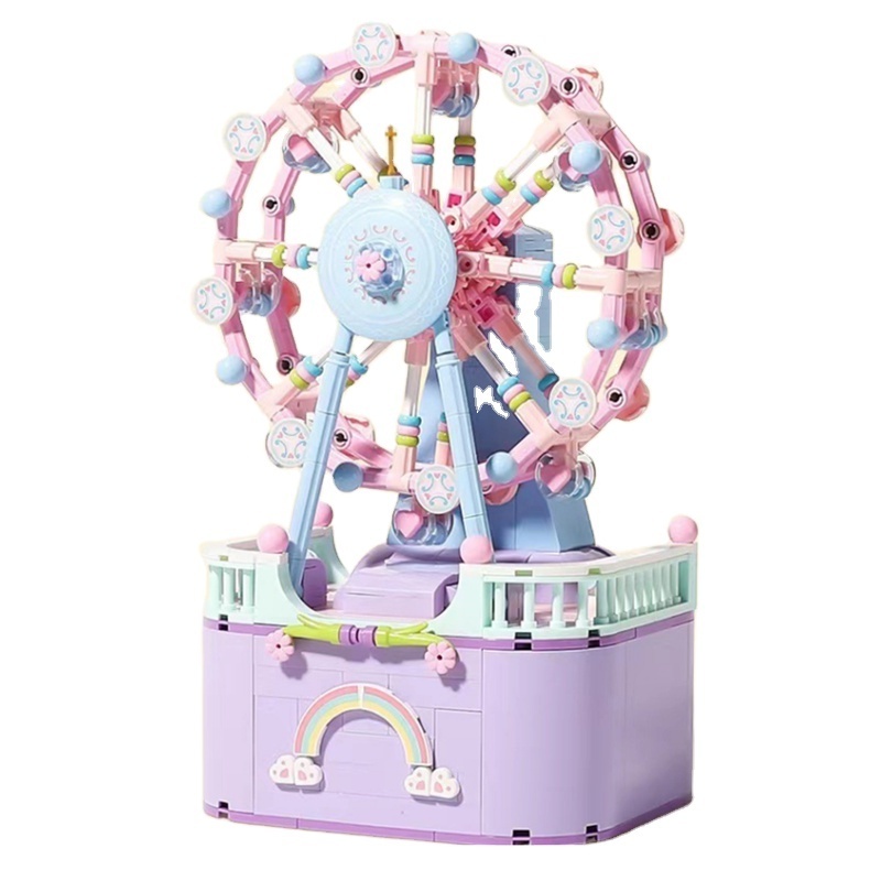 Children's educational building blocks toy spinning Ferris wheel DIY music box building blocks children's educational toys