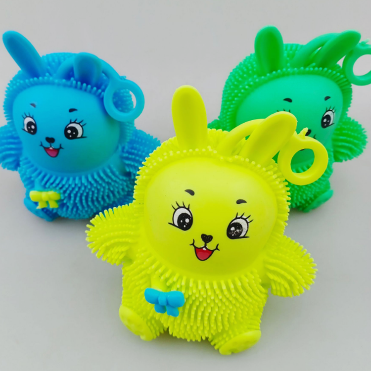 Halloween Inflatable Tpr Led Flashing Squeeze Toys Animal Sheep Shape Squishy Soft Puffer Balls with YOYO For Stress Relief