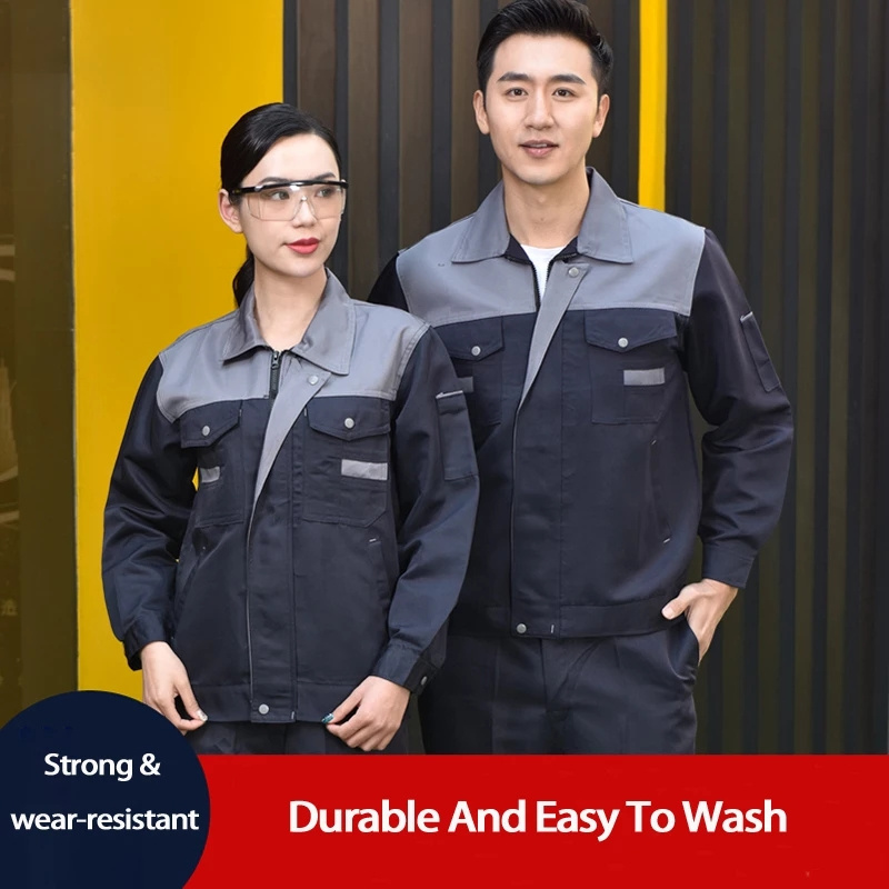 Men Working Overall Dust Proof Coverall Wear Resistant Multi Pocket Waist Zipper Repair Mechanical Jumpsuits Work Uniform