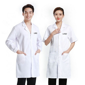 Fashion top quality short sleeve african print logo pediatric Dress blouse Medical Doctor Nurse hospital Uniforms White Lab Coat