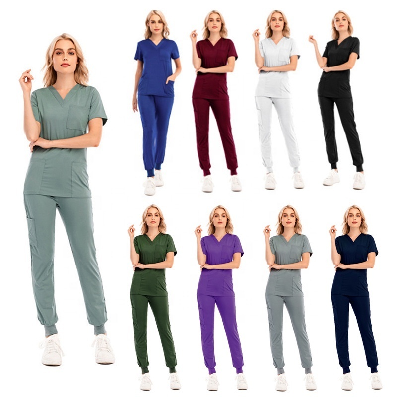 Workwear Stretch Scrubs Uniforms Sets Polyester Spandex Sets Nurse Scurbs Uniforms Medical Scrub Uniform Sets Dropshipping