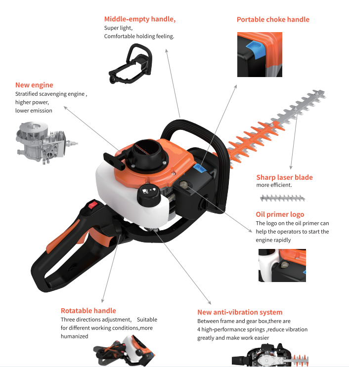 Professional Garden Gasoline Hedge Trimmer 2-Stroke Gas Powered Hedge Trimmers