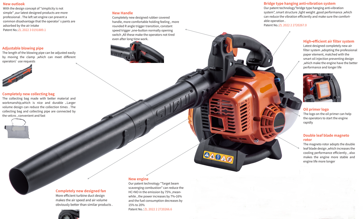 27.6CC Hot Selling 25.4cc Snow Blower 2-stoke Gasoline Petrol Enginec Handheld Blower