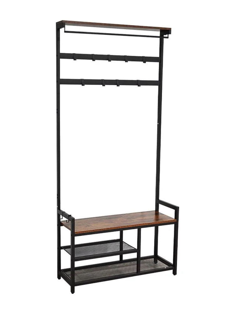 Coat Rack, Hall Tree with Shoe Bench 3-in-1 Entryway Shoe Rack with Detachable Shelf, Mudroom Garage Storage Organizer