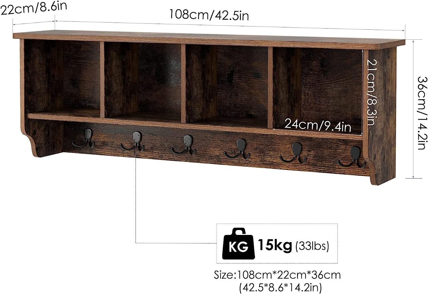 Coat Rack Floating Entryway Floating Hanging wall coat rack wall mounted hook wood coat ...