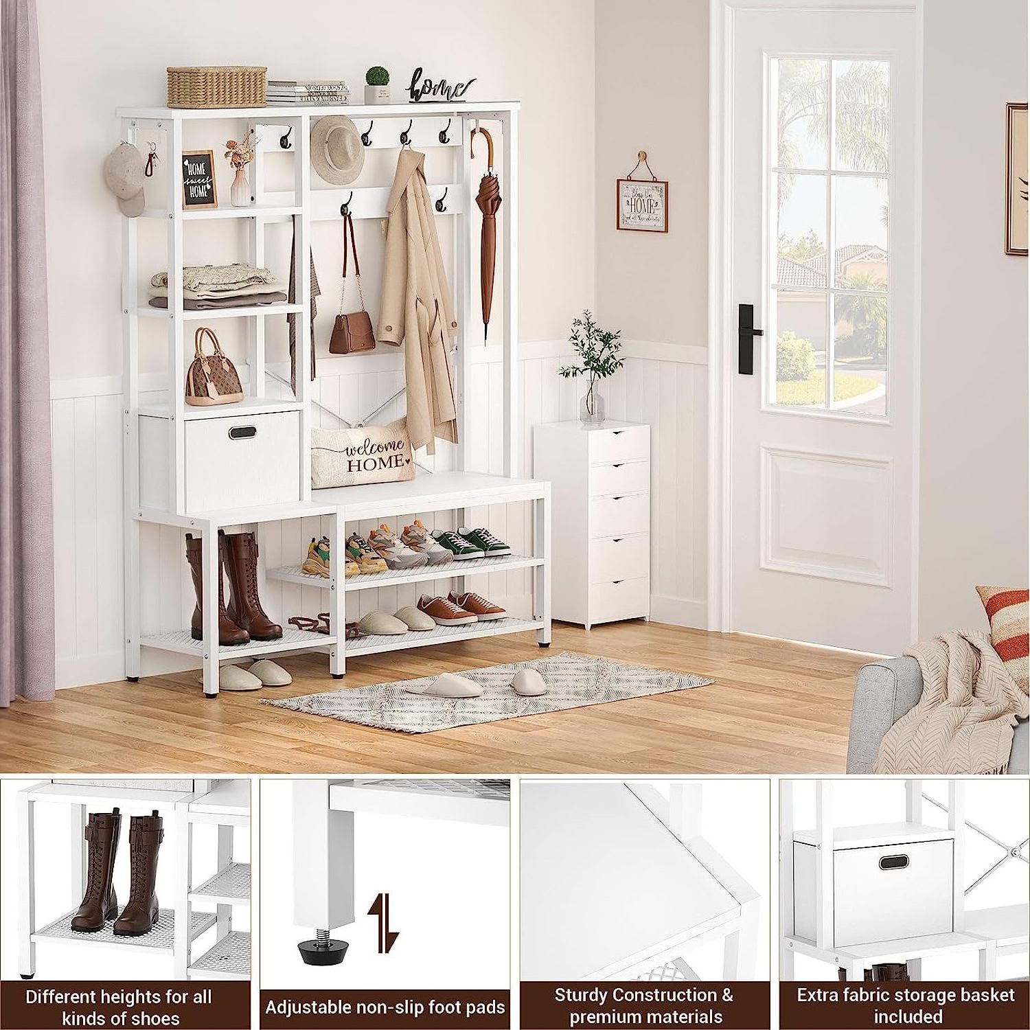 White Hall Tree clothes stands shoe racks$Stands Coat rack