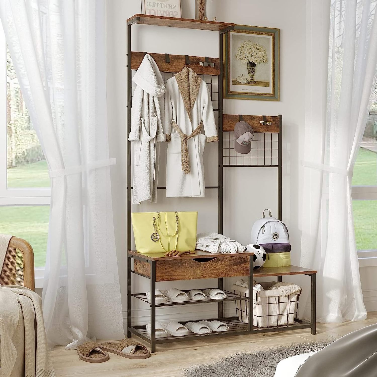 large entryway storage with hall tree shoe bench a Coat Rack Entryway Bench  with Storage Drawer