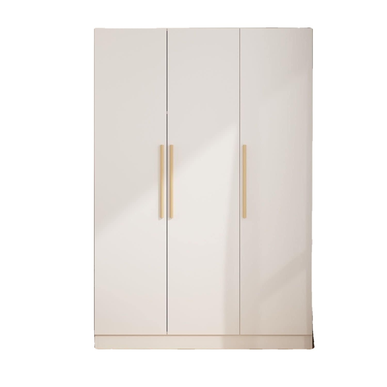 3 Doors Wardrobe with Shelves, Armoire Wardrobe Closet with Hanging Rod, Wooden Handles, Armoire Closet for Bedroom White