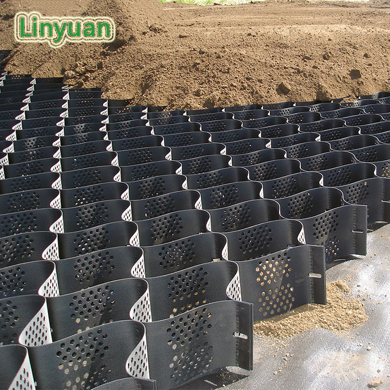 Roadbed Reinforcement High Intensity Geocell High Honeycomb Black Plastic Hdpe Geocell Hdpe Outdoor Retaining Walls