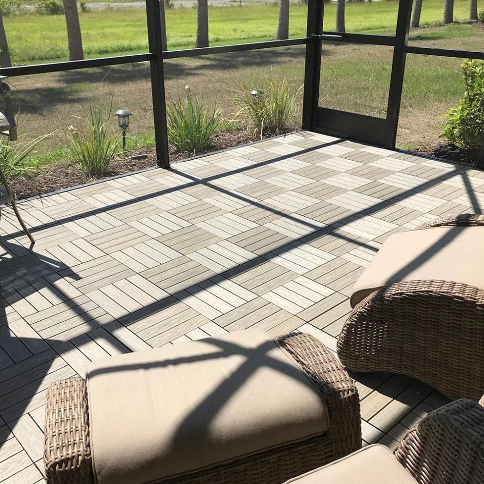 Interlocking portable diy floor wpc  patio tiles outdoor synthetic wood plastic composite wpc decking