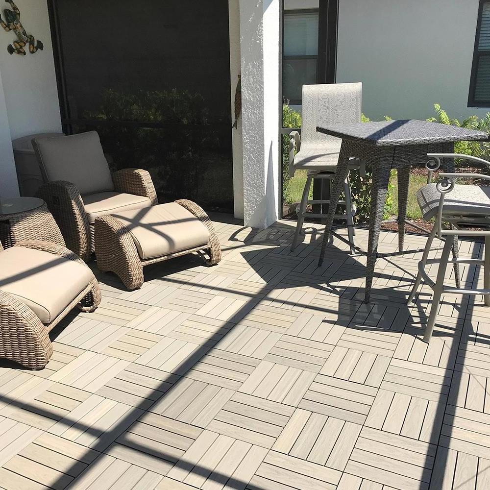 Interlocking portable diy floor wpc  patio tiles outdoor synthetic wood plastic composite wpc decking