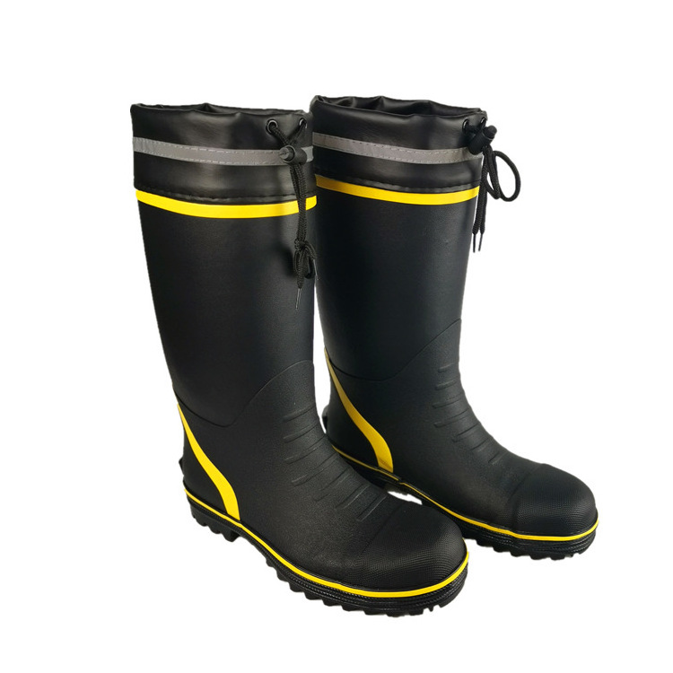 Rubber boots steel toe custom logo anti impact safety rubber boots with protective toe cap