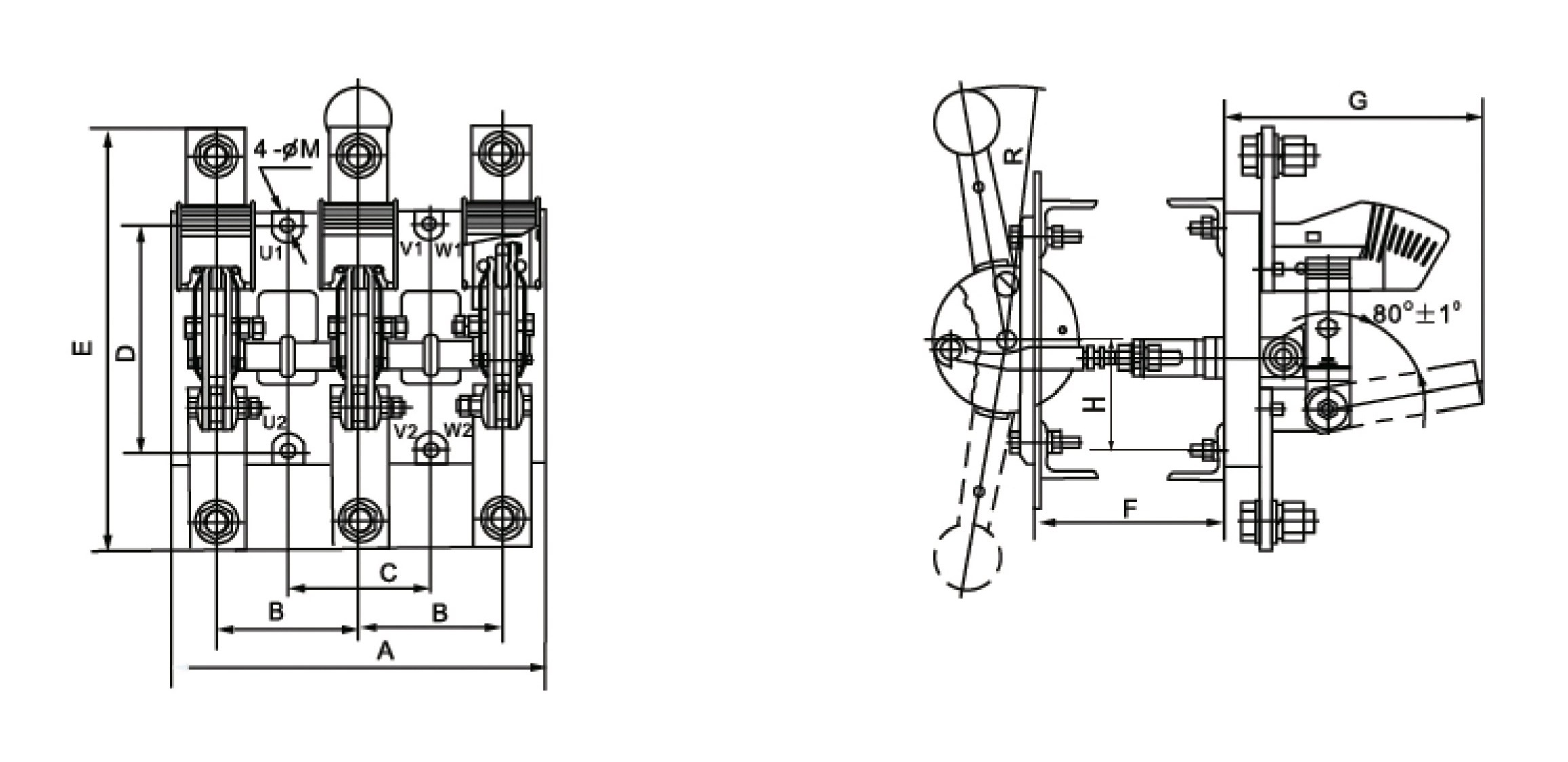 Lever Drive 200A 400A 600A 1000A 1500A 2000A 2500A 3000A 4000A 3P 4P Isolating Switch Disconnector Electrical Knife Switch