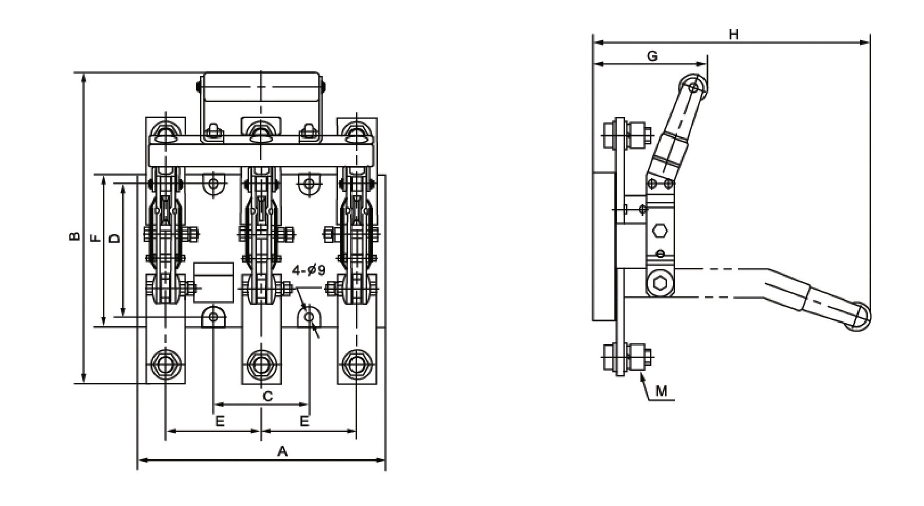 Central Handle Type Single Contact 400V 200A to 1000A 3p Direct Manual Knife Switch Load Isolation Knife Switch