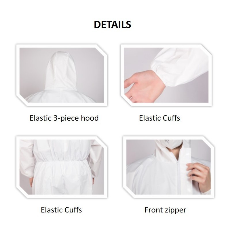 Type 5/6 Disposable Suit Coverall PPE Set Protective PP Microporous Non Woven Coverall Medical Waterproof Disposable Coverall