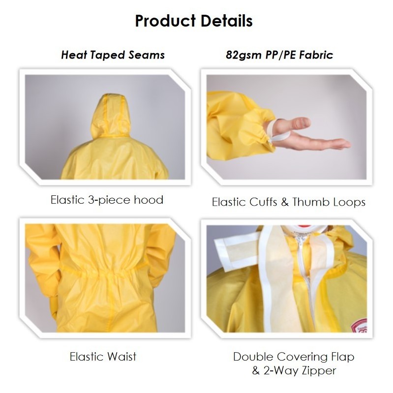 TYPE 3 Chemical Hazmat Suit Disposable Overall Protection Protective Coveralls Biohazard Suit PPE Safety Clothing