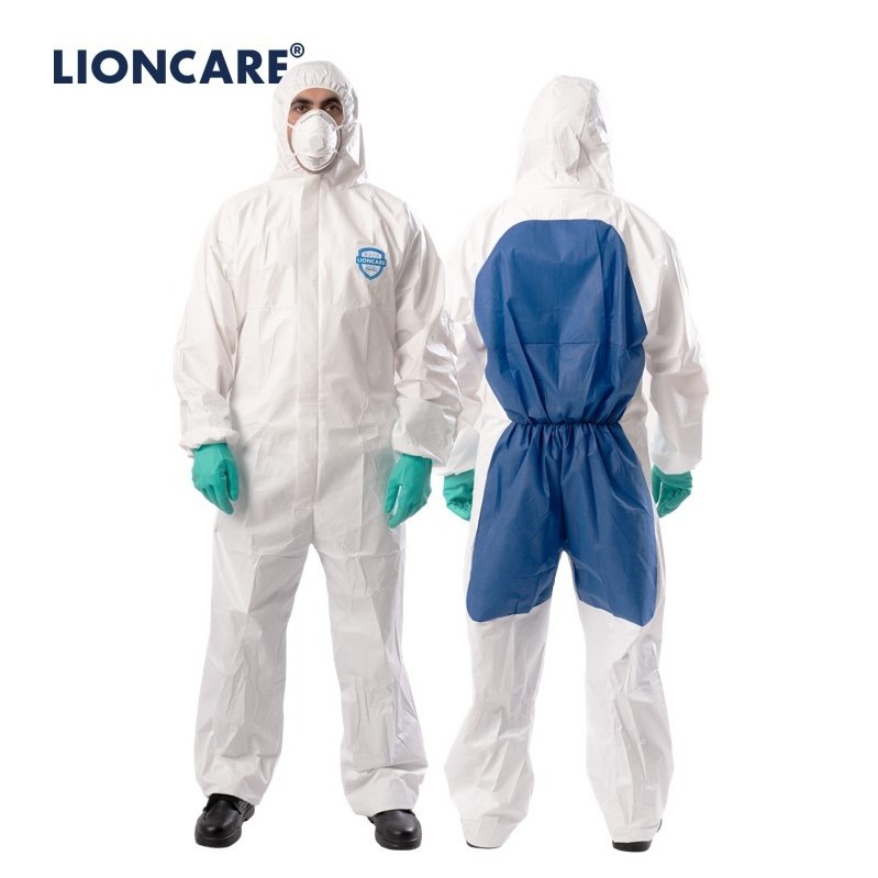 Customized Type 4B/5B/6B Microporous EN1149 Anti-static Waterproof Disposable Protective Coverall With Hood For Asbestos Removal